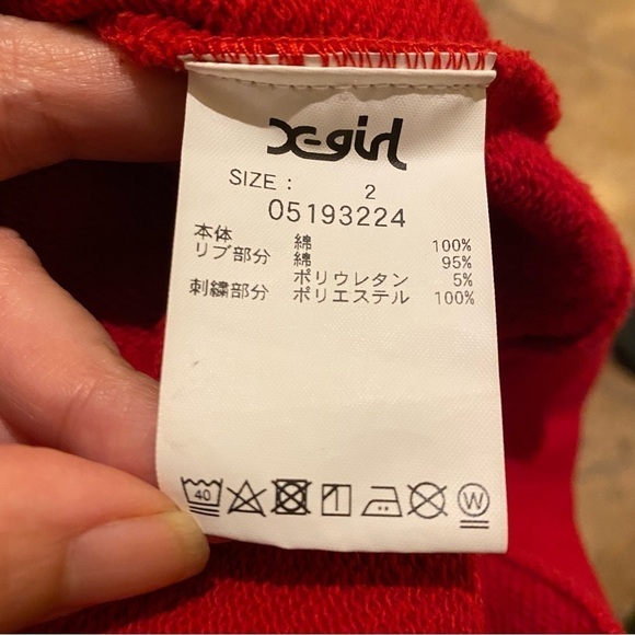 X-GIRL Red Cropped Hoodie Sweatshirt Size 2 - Picture 9 of 10